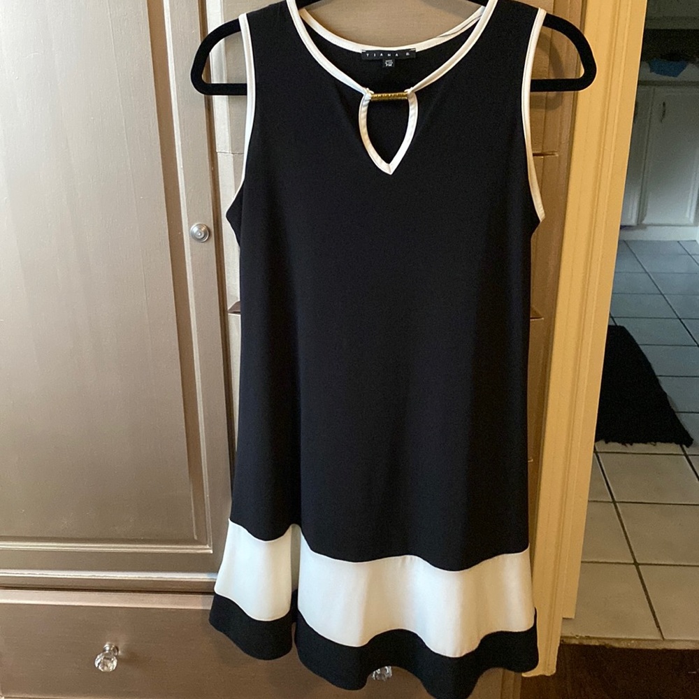 Beautiful, Soft black and white dress. Gold accents. Worn once.